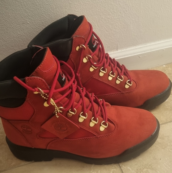 Timberland Other - Timberland Red Suede Men's Lace-Up Boots with Gold Hardware